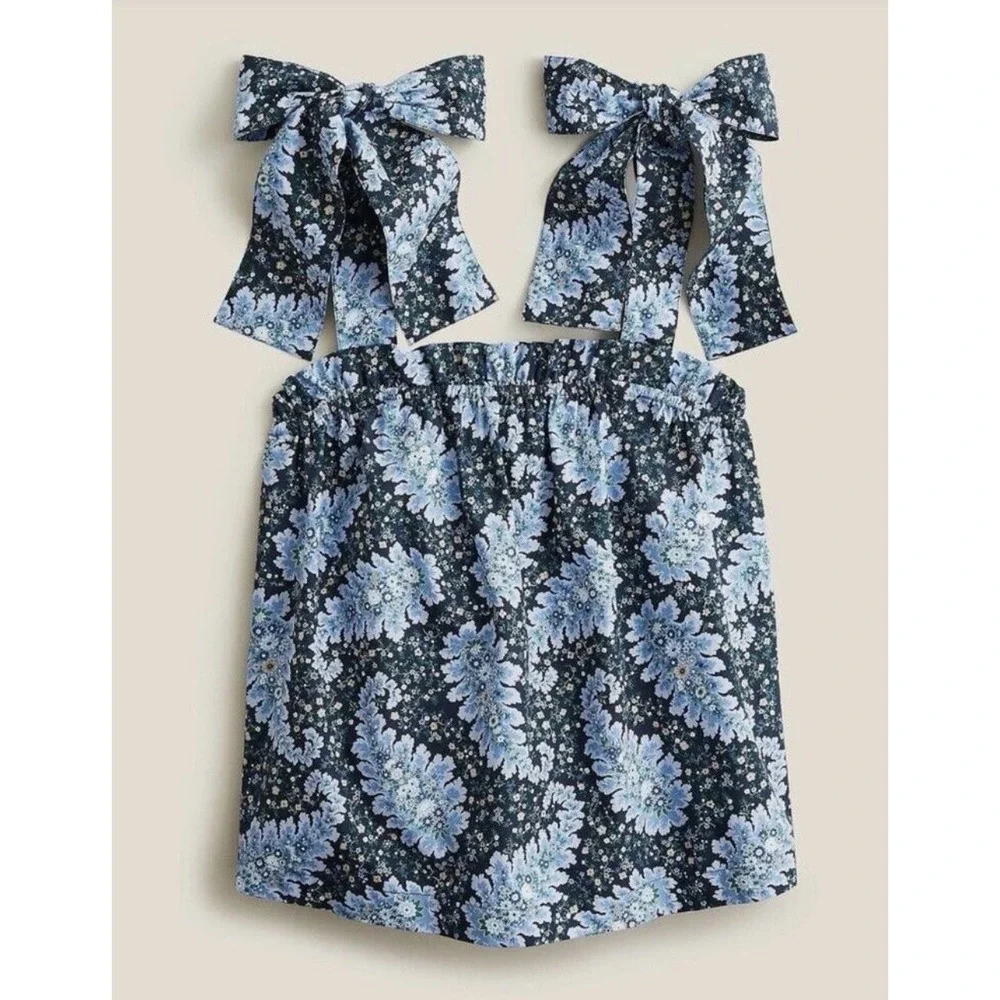 J.Crew Collection Tie Shoulder Top S Floral Paisley Preppy Romantic Coquette NWT